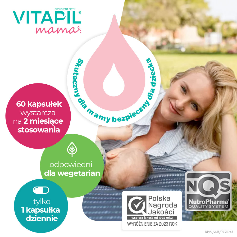 VITAPIL mama , przy wypadaniu włosów po ciąży i podczas karmienia piersią, 60 szt.