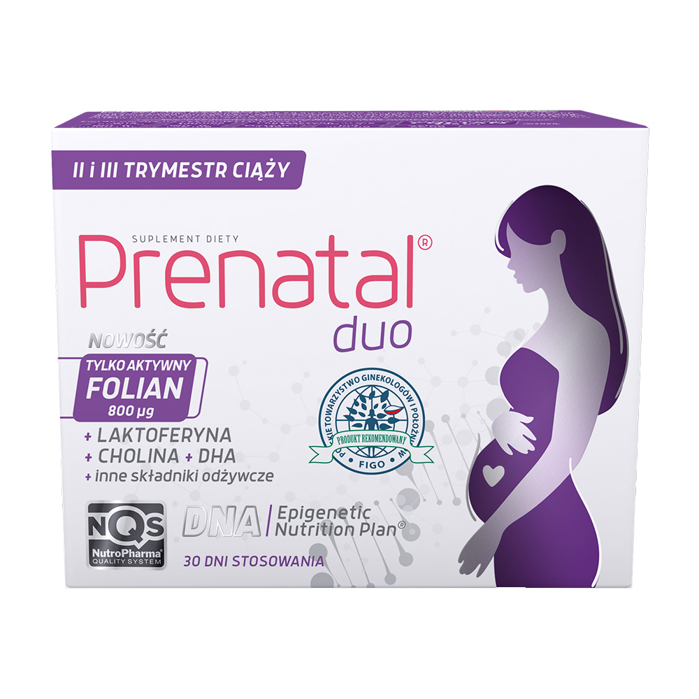 Prenatal Duo Classic + DHA , witaminy z DHA, laktoferyną i choliną dla kobiet w ciąży (od 13. tygodnia) i karmiących piersią, 60 + 30 szt.
