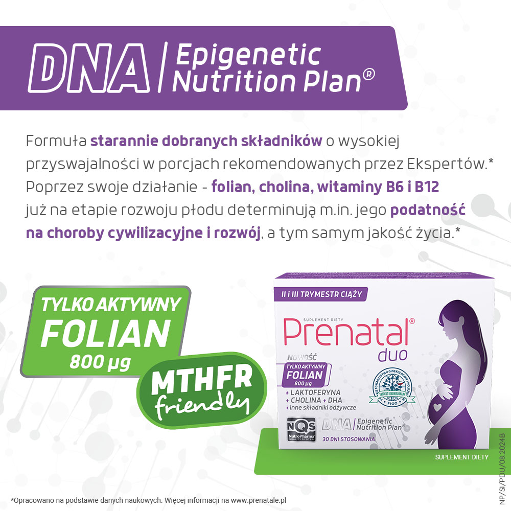 Prenatal Duo Classic + DHA , witaminy z DHA, laktoferyną i choliną dla kobiet w ciąży (od 13. tygodnia) i karmiących piersią, 60 + 30 szt.