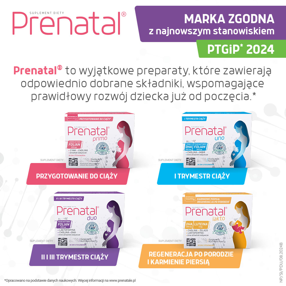Prenatal Duo Classic + DHA , witaminy z DHA, laktoferyną i choliną dla kobiet w ciąży (od 13. tygodnia) i karmiących piersią, 60 + 30 szt.