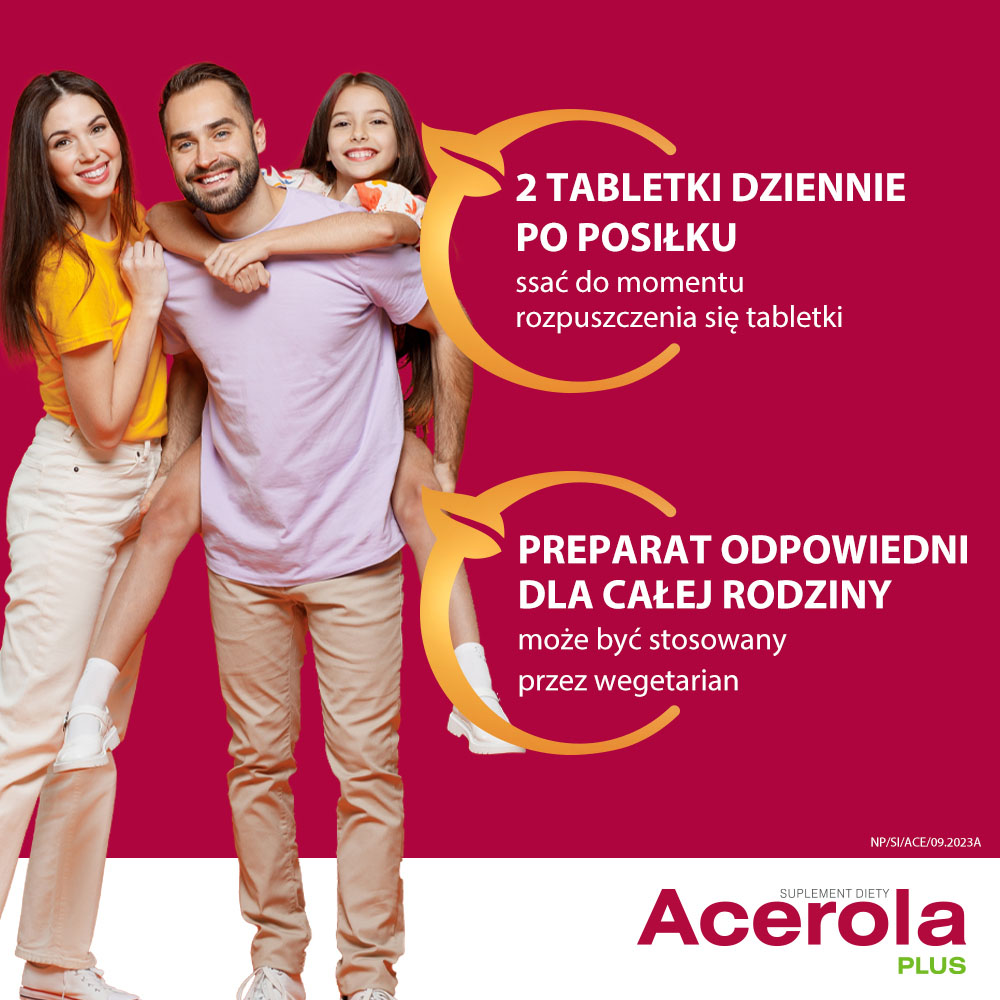Acerola Plus Witamina C, tabletki ze składnikami wspomagającymi układ odpornościowy i funkcjonowanie naczyń krwionośnych, 60 szt.