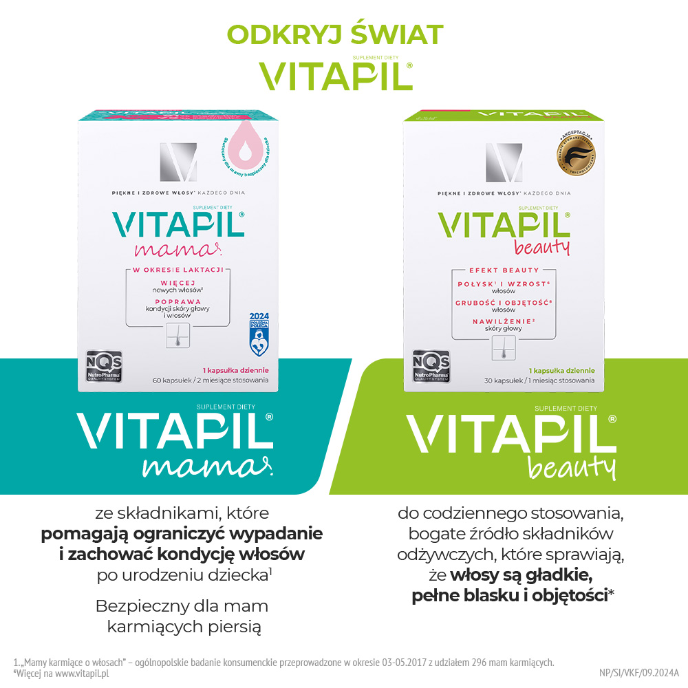 Vitapil z biotyną, przy wzmożonym wypadaniu włosów, 60 szt.