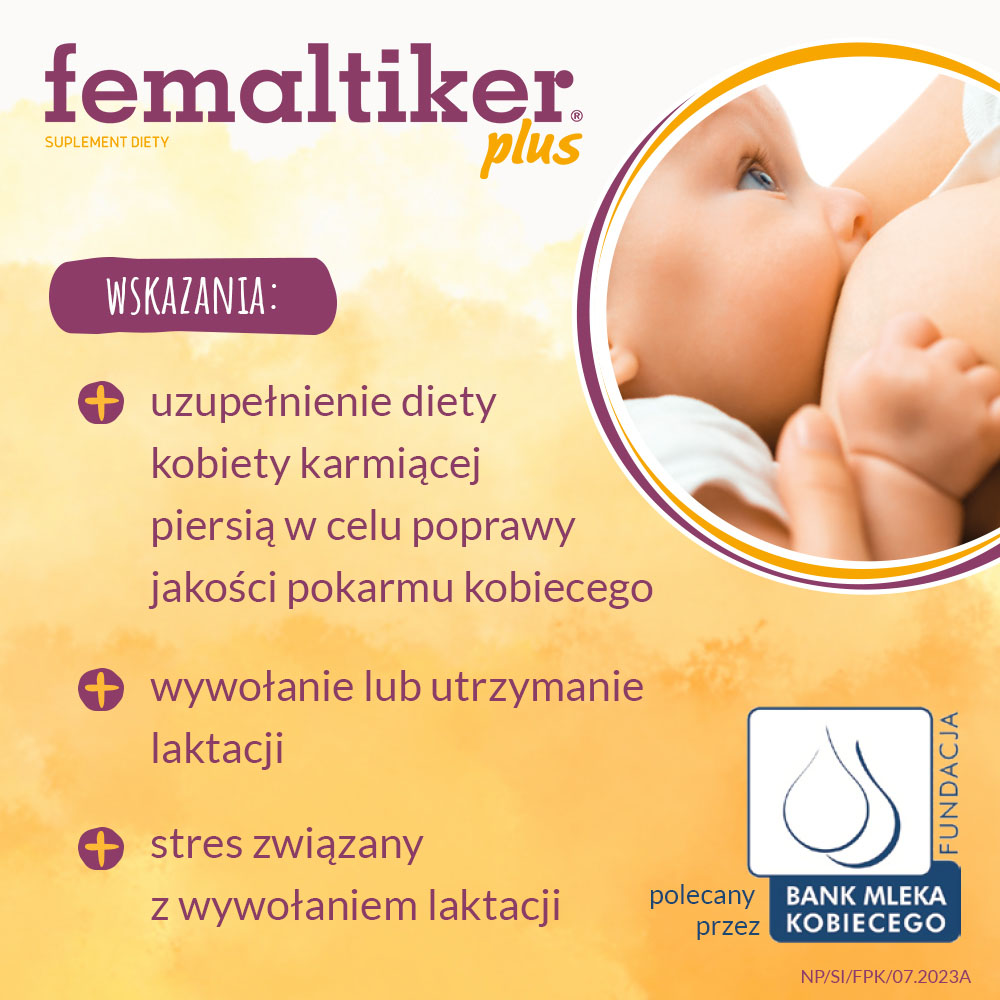 Femaltiker plus, wsparcie organizmu kobiety w okresie laktacji, smak karmelowy, 12 szt.