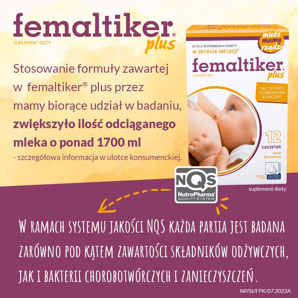 Femaltiker plus, wsparcie organizmu kobiety w okresie laktacji, smak karmelowy, 12 szt.