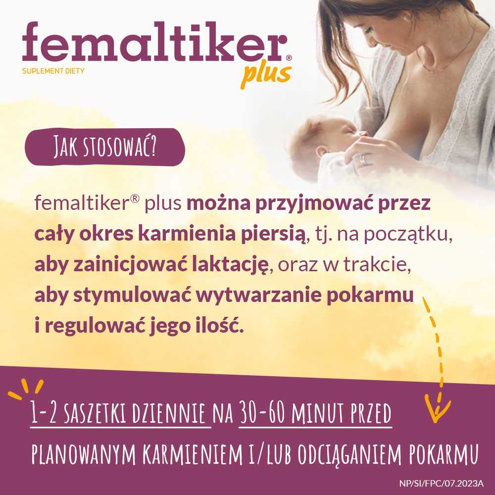 Femaltiker plus , wsparcie organizmu kobiety w okresie laktacji, smak czekoladowy, 12 saszetek