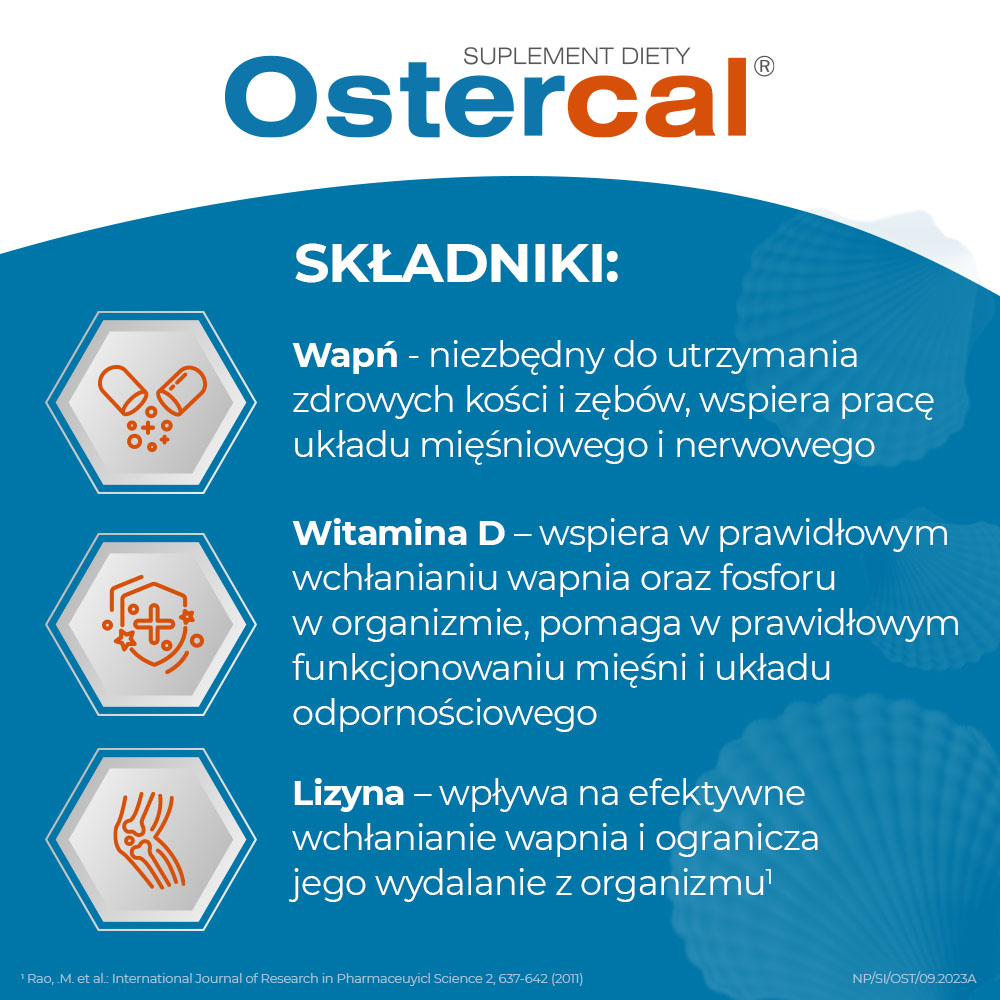 Ostercal, kapsułki ze składnikami wspomagającymi zdrowe kości, 90 szt.
