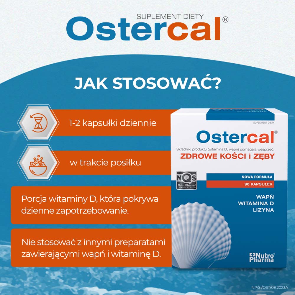 Ostercal, kapsułki ze składnikami wspomagającymi zdrowe kości, 90 szt.