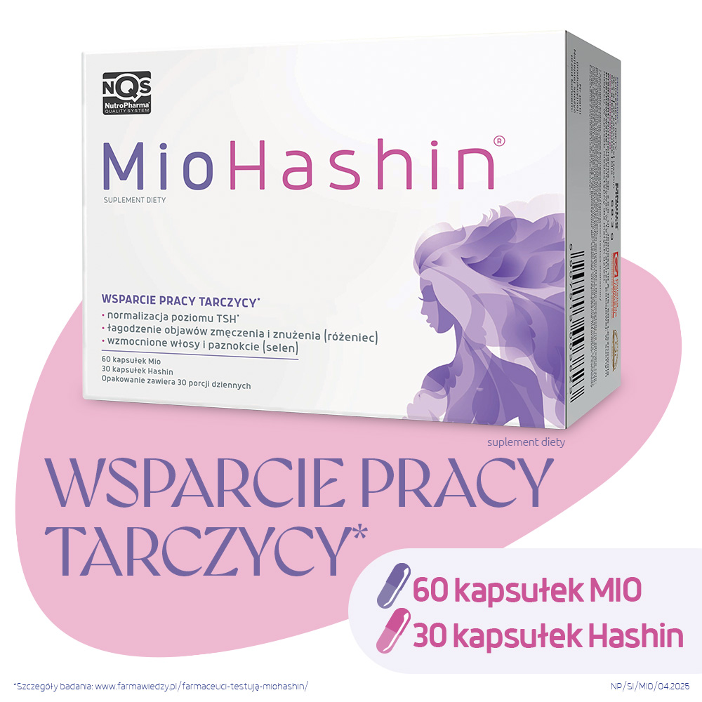 MioHashin, kapsułki ze składnikami wspomagającymi prawidłową pracę tarczycy, 60 + 30 szt.