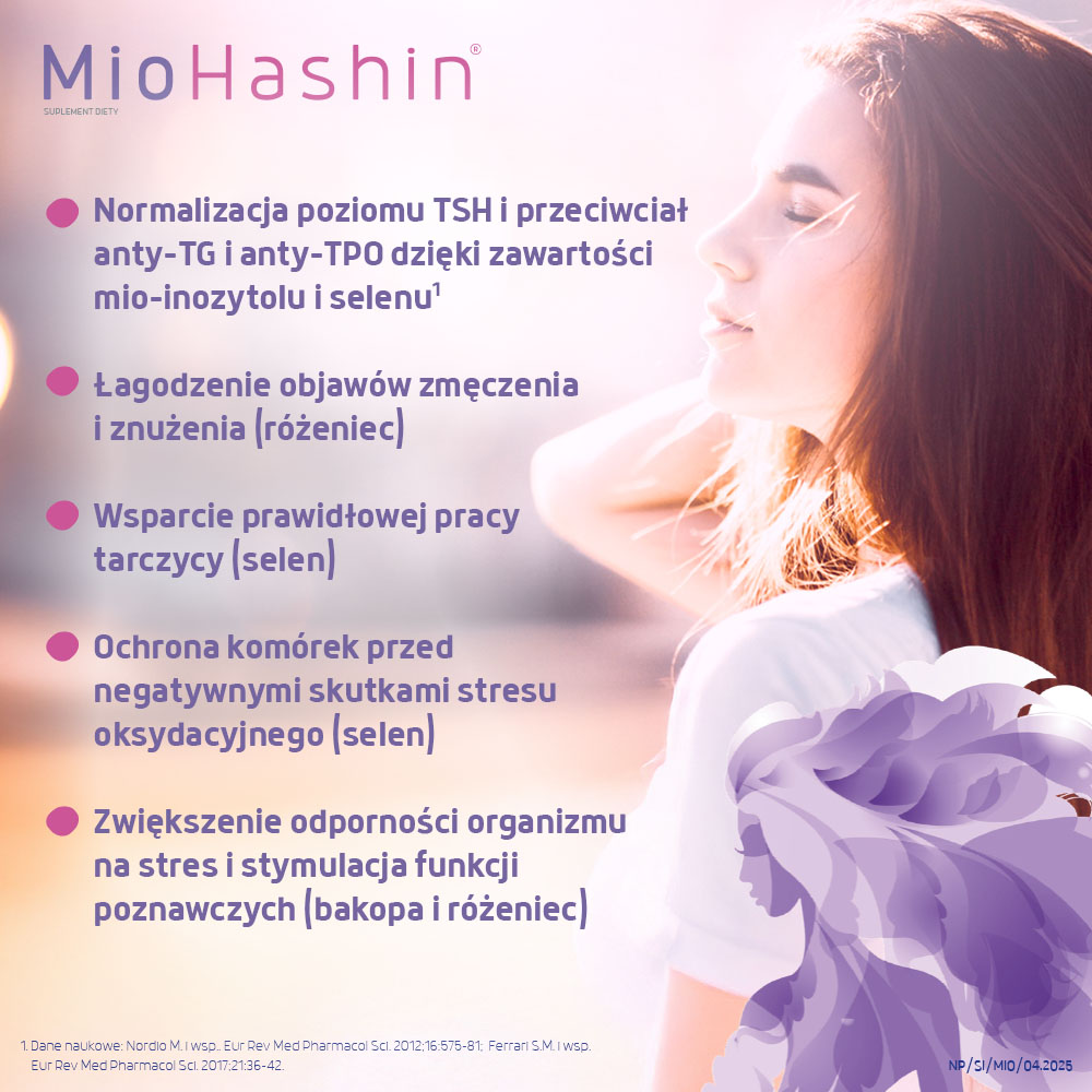 MioHashin, kapsułki ze składnikami wspomagającymi prawidłową pracę tarczycy, 60 + 30 szt.