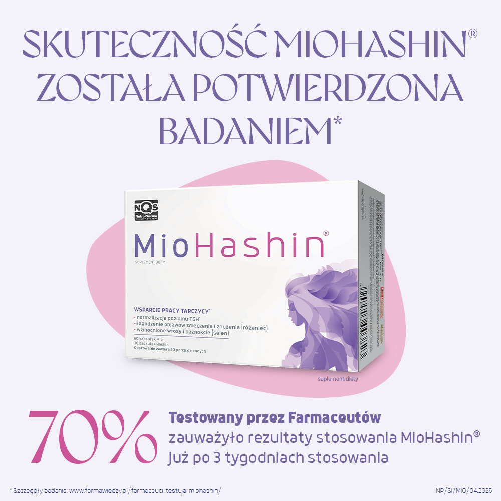 MioHashin, kapsułki ze składnikami wspomagającymi prawidłową pracę tarczycy, 60 + 30 szt.