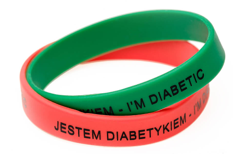 Opaska silikonowa , "jestem diabetykiem", 1 szt.