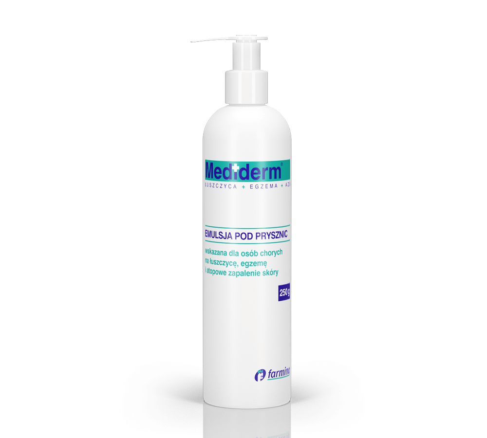 Mediderm Shower, nawilżająca emulsja pod prysznic dla osób chorych na łuszczycę, egzemę, atopowe zapalenie skóry, 250 g