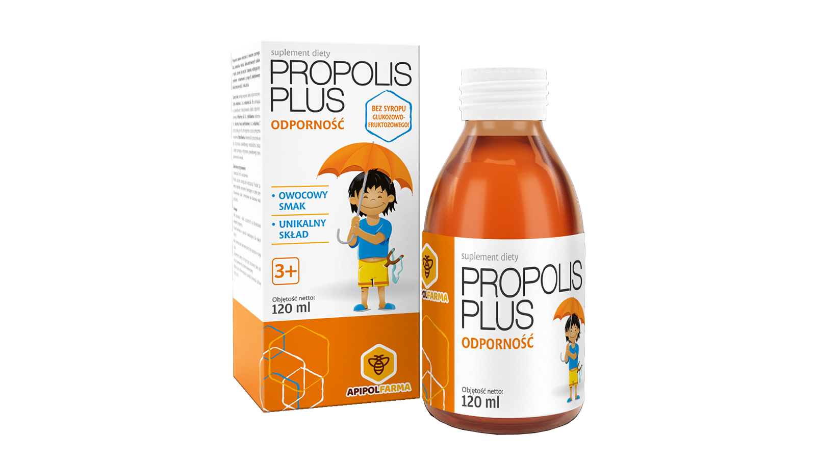 Propolis Plus płyn ze składnikami wzmacniającymi odporność dla dzieci od 3. roku życia, 120 ml
