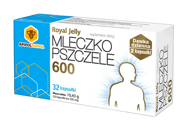 Royal Jelly Mleczko pszczele 600 kapsułki ze składnikami wspomagającymi sprawność fizyczną i psychiczną, 32 szt.