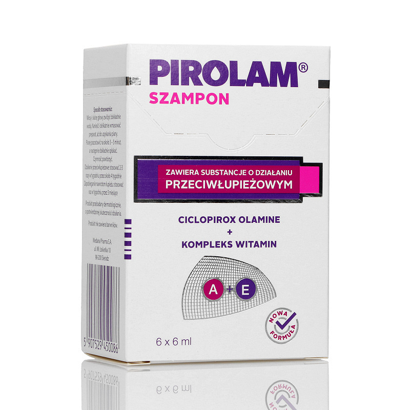 Pirolam szampon, przeciwłupieżowy, 6 sasz. x 6 ml KRÓTKA DATA 31.03.2026