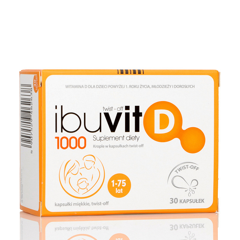 Ibuvit D 1000, kapsułki twist-off ze składnikami na niedobór witaminy D, 30 szt.