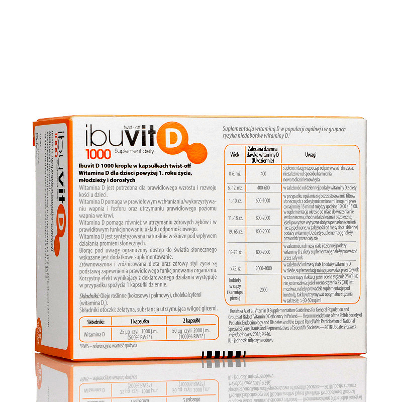 Ibuvit D 1000, kapsułki twist-off ze składnikami na niedobór witaminy D, 30 szt.