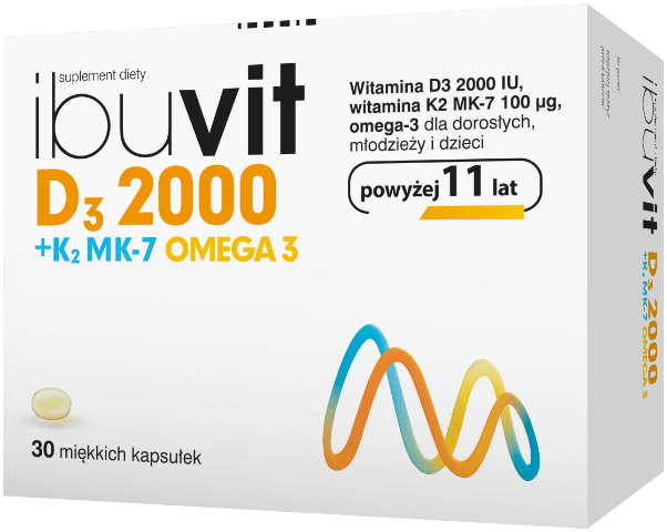 Ibuvit D3 2000 + K2 MK-7 Omega 3, kapsułki ze składnikami wzmacniającymi odporność, 30 szt.
