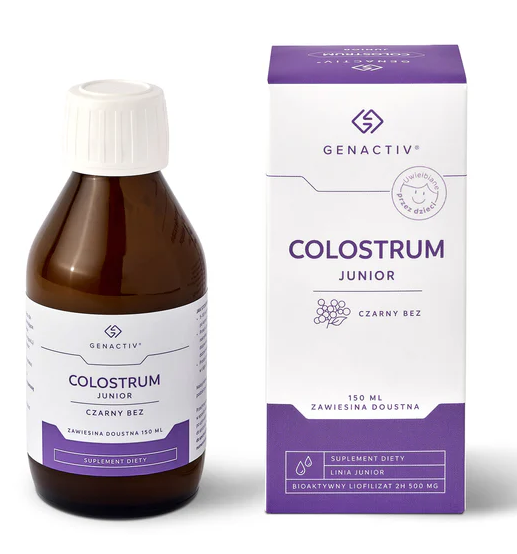 Genactiv Colostrum Junior, czarny bez, zawiesina, 150 ml