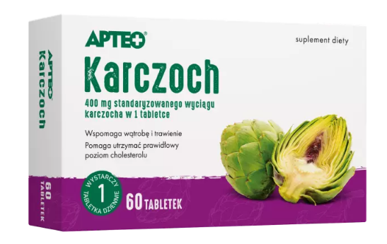 Karczoch APTEO, tabletki ze składnikami wspomagającymi wątrobę i trawienie, 60 szt.