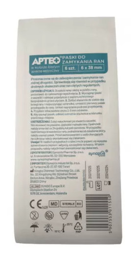 Paski do zamykania ran APTEO w kolorze białym 6 x 38 mm, 6 szt.