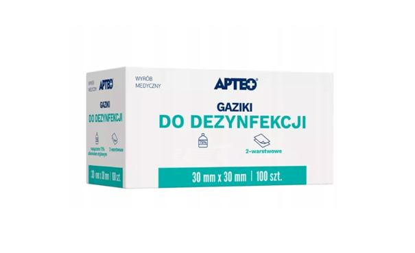 Gaziki APTEO, do dezynfekcji 30 mm x 30 mm, 100 szt.