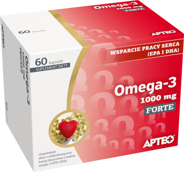Omega-3 1000 mg Forte APTEO, kapsułki  ze składnikami wspomagającymi prawidłowe funkcjonowanie serca, 60 szt.