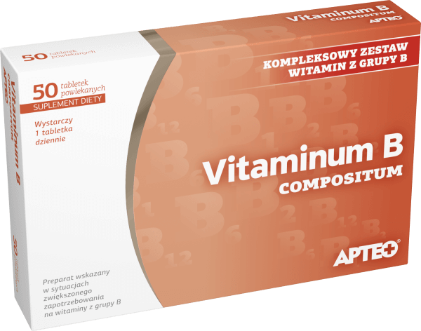 Vitaminum B compositum APTEO, tabletki ze składnikami wspomagającymi prawidłową produkcję czerwonych krwinek, 50 szt.