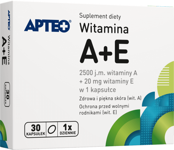 Witamina A+E APTEO, kapsułki ze składnikami wspierającymi skórę, 30 szt.