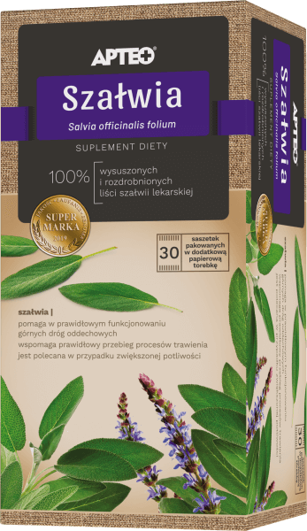 Szałwia APTEO zioła ze składnikami wspomagającymi drogi oddechowe, trawienie, 30 sasz.,1,5 g
