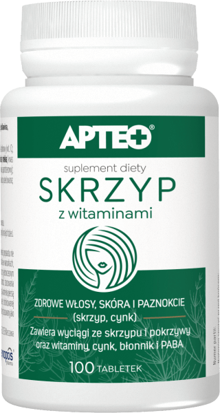 Skrzyp z witaminami APTEO tabletki ze składnikami na zdrowe włosy, skórę, paznokcie, 100 szt.