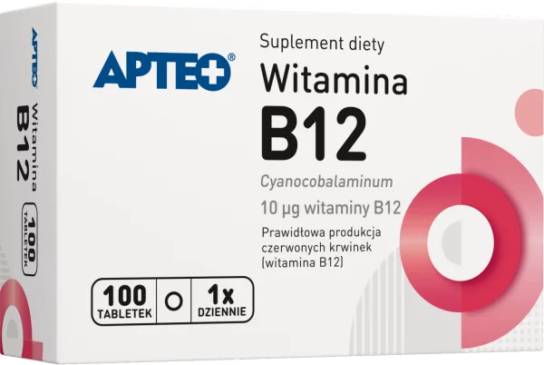 Witamina B12 APTEO, tabletki ze składnikami na prawidłową produkcję czerwonych krwinek, 100 szt.
