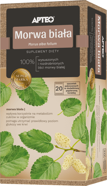 Morwa biała APTEO zioła ze składnikami na utrzymanie prawidłowego poziomu glukozy we krwi, 20 sasz., 2 g