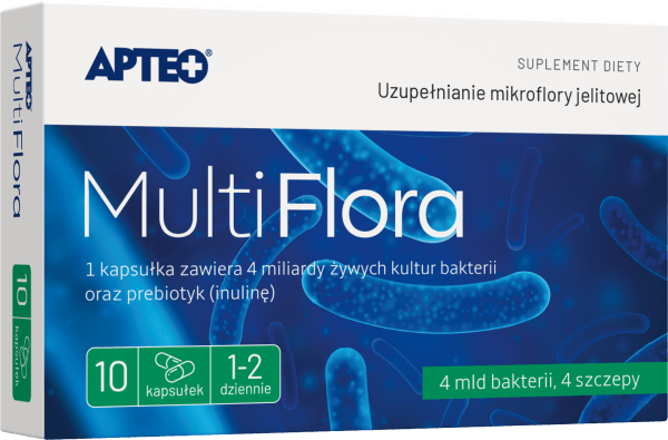 Multi Flora APTEO kapsułki ze składnikami uzupełnieniającymi mikroflorę jelitową, 10 szt.