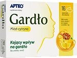 Gardło Miód-cytryna APTEO, pastylki do ssania ze składnikami kojącymi gardło, 16 szt.