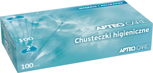 Chusteczki higieniczne APTEO CARE, chusteczki do higieny i oczyszczania nosa, 100 szt.