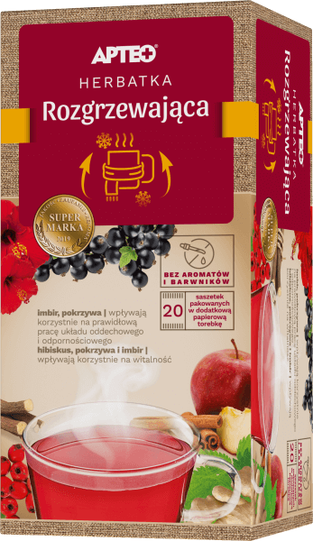 Herbatka rozgrzewająca z imbirem APTEO, zioła na odporność, witalność, 20 sasz. x 2 g
