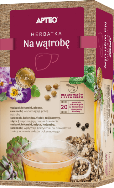 Herbatka na wątrobę APTEO, zioła wspomagające pracę wątroby i układu pokarmowego, 20 sasz. x 1,8 g