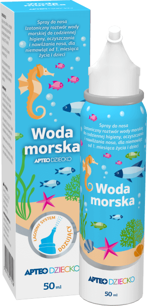 Woda morska APTEO DZIECKO, spray do codziennej higieny nosa u dzieci i niemowląt, 50 ml