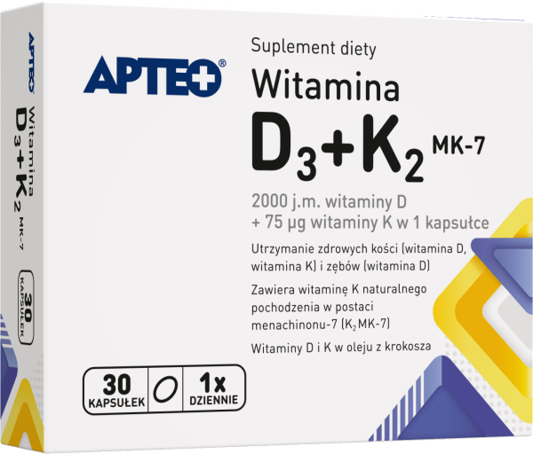 Witamina D3+K2 MK-7 APTEO kapsułki z witaminami, 30 szt.