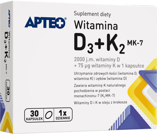 Witamina D3+K2 MK-7 APTEO, kapsułki z witaminami, 30 szt.