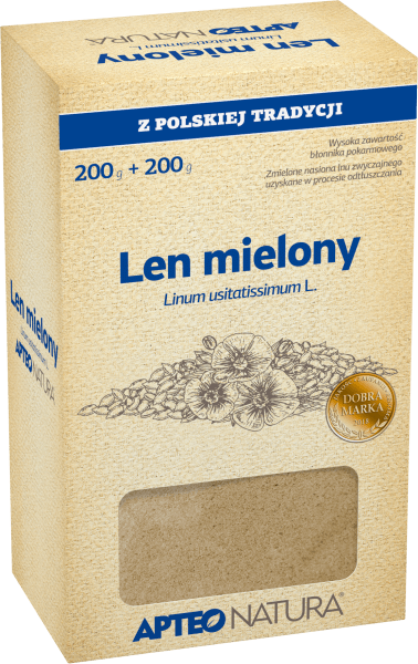 Len mielony APTEO zioła do zaparzania wspierające prawidłową pracę jelit, 2 x 200 g