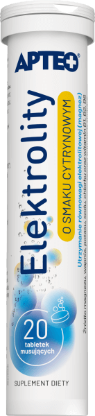 Elektrolity APTEO tabletki musujące ze składnikami na utrzymanie równowagi elektrolitowej o smaku cytrynowym, 20 szt.