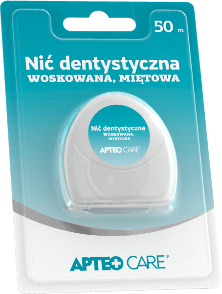 Nić dentystyczna APTEO CARE woskowana, miętowa do higieny jamy ustnej, 50 m