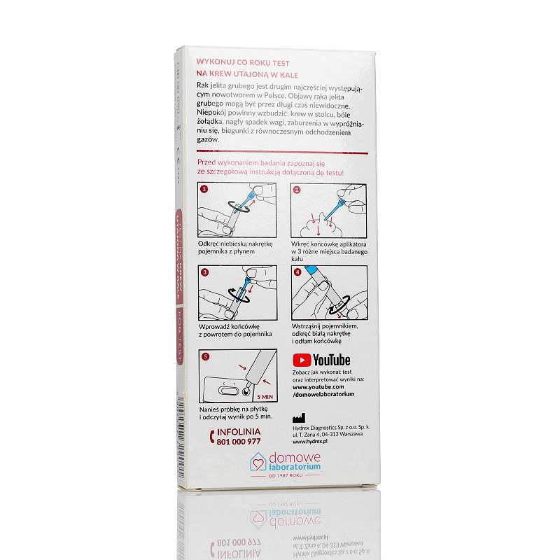 FOB TEST do wykrywania krwi utajonej w kale, wykrywający hemoglobinę, 1 szt.