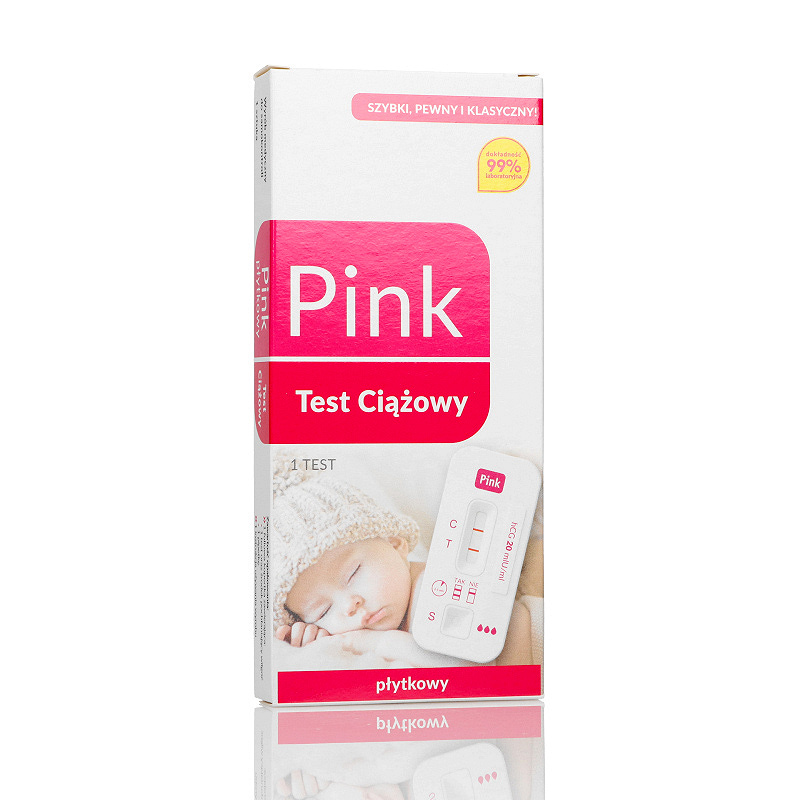 Pink Test , płytkowy test ciążowy, 1 szt. KRÓTKA DATA 31.03.2026