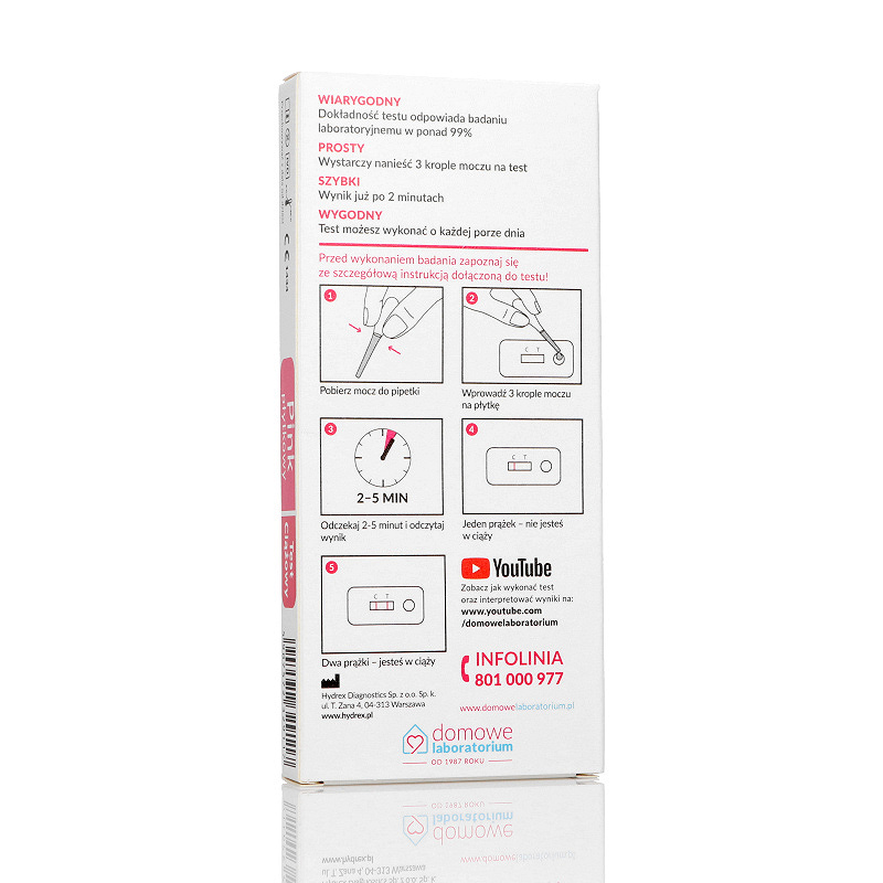 Pink Test , płytkowy test ciążowy, 1 szt. KRÓTKA DATA 31.03.2026