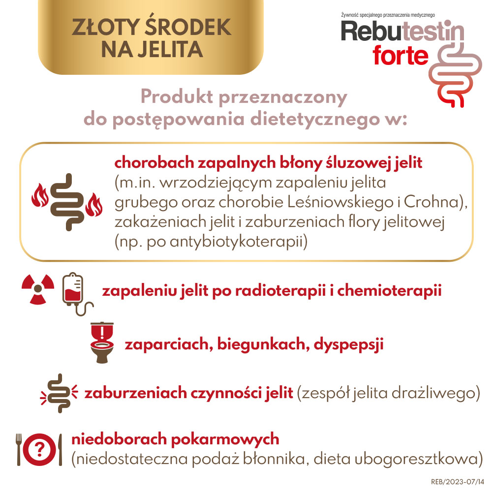 Rebutestin forte, kapsułki ze składnikami na zaburzoną pracę jelit, 60 szt.