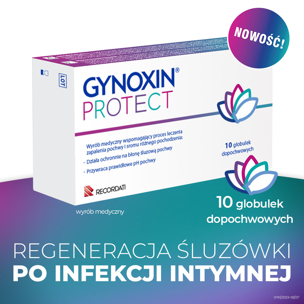 Gynoxin Protect, globulki dopochwowe regenerujące śluzówkę pochwy, 10 x 2g