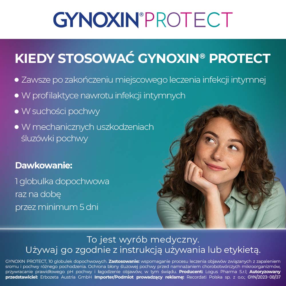 Gynoxin Protect, globulki dopochwowe regenerujące śluzówkę pochwy, 10 x 2g
